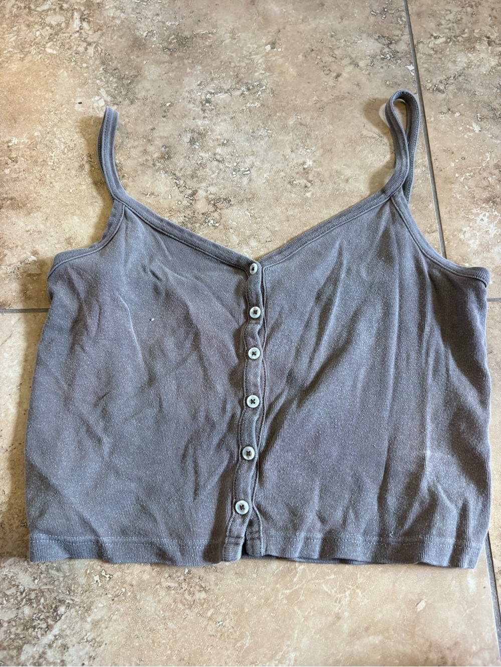 Brandy Melville Brown Button-Front Tank Top
